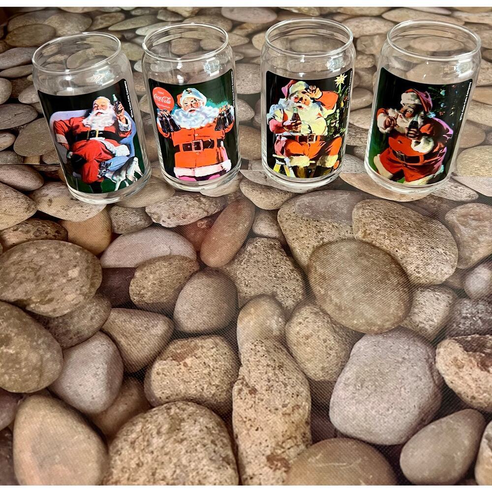 (4) HOLIDAY SANTA COCA COLA GLASSES